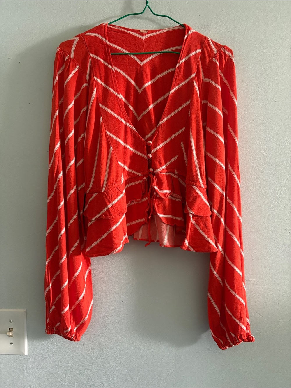 Free People Women’s Samifran Double Ruffle Hem Button Top Blouse S
